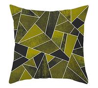 Daesar Throw Pillow Covers For Kids, Cushions Covers Dark Grey Olive Green 18 Throw Pillow Covers Farmhouse 45x45CM Grid Geometric, Polyester, 1PCS