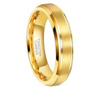 Daesar Tungsten Anniversary Rings for Women Men, Engagement Ring Couple 6MM Wide Matte Step Straight edge Wedding Band Ring for Men Women Gold Size U 1/2