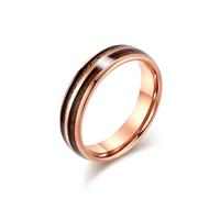 Daesar Tungsten Anniversary Rings for Women Men, Promise Ring Couple 6MM Polished Double Grooved Design with Wood Grain Wedding Bands Rings for Men Women Rose Gold Size X 1/2