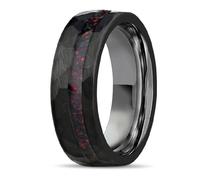 Daesar Tungsten Engagement Rings for Men, Promise Ring 8MM Wide Hammered Inlay Red Opal Wedding Band Ring for Men Black Size V 1/2
