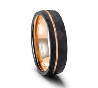 Daesar Tungsten Engagement Rings for Women Men, Promise Ring 6MM Wide Hammered Rhombus and Grooved Design Wedding Band Ring for Men Women Black Size S 1/2
