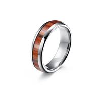 Daesar Tungsten Engagement Rings for Women Men, Promise Ring Couple 6MM Wide Polished Groove Design with Wood Grain Wedding Band Ring for Men Women Silver Size V 1/2