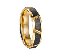 Daesar Tungsten Promise Engagement Rings for Men, Anniversary Ring 6MM Wide Bicolor Brushed with Polished Groove Design Wedding Band Ring for Men Black Gold Size V 1/2