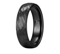 Daesar Tungsten Promise Engagement Rings for Men, Anniversary Ring Classic Hammered Design 6MM Wide Wedding Band Ring for Men Black Size S 1/2