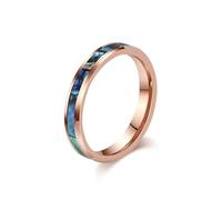 Daesar Tungsten Promise Rings for Women Men, Engagement Ring 4MM Wide Polished Inlaid Abalone Shell Paper Wedding Bands Rings for Men Women Rose Gold Size T 1/2