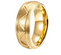 Daesar Tungsten Wedding Rings for Men, Promise Ring Matte Carved Groove Wedding Band Ring for Men Gold Size V 1/2
