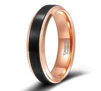 Daesar Tungsten Wedding Rings for Women Men, Anniversary Ring Couple Bicolor 6MM Wide Classic Wedding Bands Rings for Men Women Black Rose Gold Size X 1/2