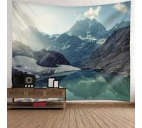 Daesar Wall Tapestry, Tapestries Wall Hangings Grey Green Lake and Mountain Scenery Wall Hanging Tapestry for Bedroom Living Room Dorm, 210x140CM