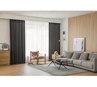 Daesar Window Curtain Blackout 63 Inch Drop, Chenille Eyelet Drapes Room Darkening Curtains Solid with Wave Stripes Texture Dark Grey Blackout Curtains for Bedroom W 54" x H 63", 2 Panels