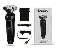 DAESOL PROFESSIONAL Electric Shaver for Men Grooming - Waterproof Rotary Mens Face Shaver with Skin Safe, 120 Min Usage Cordless Beard & Hair Trimmer, Low Noise Electric Razor for Wet & Dry Shaving