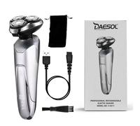 DAESOL PROFESSIONAL Electric Shaver for Men Grooming - Waterproof Rotary Mens Face Shaver with Skin Safe, 120 Min Usage Cordless Beard & Hair Trimmer, Low Noise Electric Razor for Wet & Dry Shaving