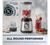Daewoo SDA2734GE Glass Jug Blender and Grinder in Stainless Steel 1 5L