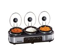 Daewoo 3 x 1.5L Triple Slow Cooker - Stainless Steel, Silver