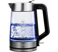Daewoo 1.7L 3000W Easy-Fill Kettle with Illuminated Glass Body, 360° Swivel Base