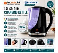 Daewoo 1.7L Cordless Kettle with Stainless Steel Lid Colour Changing Indicator