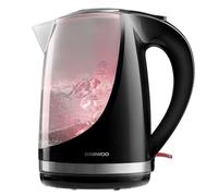 Daewoo 1.7L Cordless Kettle with Stainless Steel Lid - Colour Changing Indicator Lights - Glossy Black Plastic With Safety Locking Lid - Cordless Design - Black