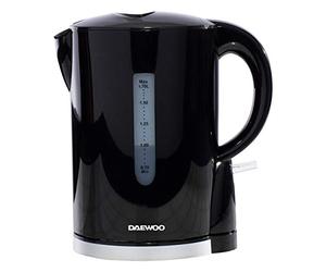 Daewoo 1.7L Electric Kettle - Fast Boil, Lightweight Plastic, 2200W Power, Auto Shut Off, Boil Dry Protection, Black Jug Kettle for Home, Office, Dorm