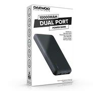 Daewoo 10000MAH Dual USB Port Power Bank with Fast Charge 2.0A Output, Compact Design and Soft Matte Finish, LED Light Indicator and SMART IC Protection, Use with Compatible Adaptor