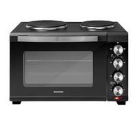 Daewoo 1500W 32L Capacity Electric Oven with 1000W and 600W Hot Plates, 90-230° Adjustable Temperature Settings and 60 Minute Timer with Indicator Light, 4SS Heating Element and Double Glass Door