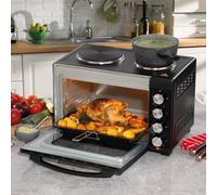 Daewoo 1500W 32L Electric Oven & 1000W & 600W Hot Plate Hobs 90-230° 60Min Timer In Black Black One Size