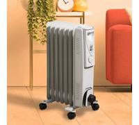 Daewoo 1500W 7 Fin Oil Filled Radiator Heater white