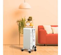 Daewoo 1500W Oil Filled Radiator 7 Fin Portable Heater With Timer 3 Heat Settings White Hea1894Ge