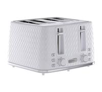 Daewoo 1600W 'argyle' Toaster 4 Slice Double High Lift Reheat Defrost Large Slot In White