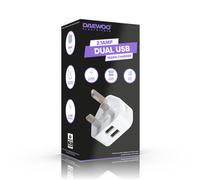 Daewoo 2.1A Dual USB-A White Wall Charger Plug Socket Adaptor