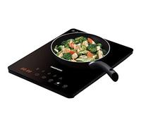 Daewoo 2000W Electric Single Induction Hob with Built-In Timer and Adjustable Temperature Settings, Automatic Switch Off and Overheat Protection, 220-240v 50hz Type G UK Plug, Glossy Crystal Glass