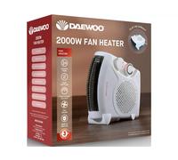 Daewoo 2000W Fan Heater, Flat Fan Heater, Automatic Safety Cut Out, 2 Heat Setti [EEK: A]