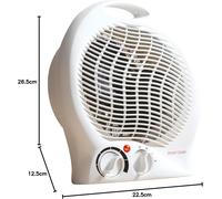 Daewoo Compact Portable Fan Heater 2 Heat Settings 2000W, White - HEA1138 [EEK: A++]