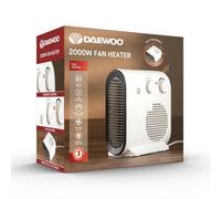 Daewoo HEA1979GE Portable Fan Heater, 2000W, 23.5x24x12.5 cm, 2 Heat Settings, Adjustable Thermostat, Fan-Only Mode, Indoor Use, Electric