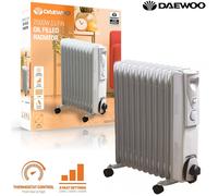 Daewoo 11-Fin Oil Filled Radiator 2500W With Thermostat For Large Rooms White