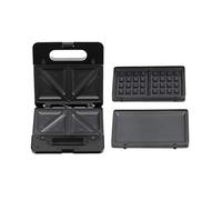Daewoo 3-in-1 Snack Maker, Sandwich, Waffle & Panini Press with Detachable Plate and Non-Stick Coating, Cool Touch Housing and 2 Indicator Lights Controlled by Termostat- (Silver)
