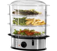 Daewoo 3 Layer Food Steamer, 9L Capacity, Stainless Steel with Black Dial, Autom