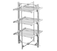 Daewoo 3-Tier Foldable Heated Clothes Airer with Cover - Compact, Space-Saving Electric Drying Rack for Fast, Energy-Efficient Indoor Laundry Drying