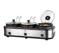 Daewoo 4.5L Triple Slow Cooker With Three 1.5L Ceramic Pots And Glass Lids