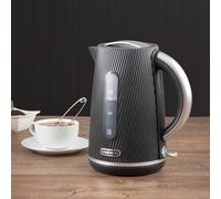Daewoo Cascade 1.7L Electric Kettle - 3KW Fast Boil, Limescale Filter, Auto Shut-Off, Textured Black Finish, Cordless 360° Base, Quiet Boil Technology