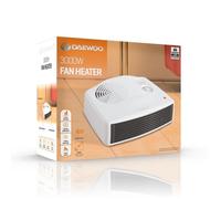 Daewoo 3000W Flat Fan Heater Lightweight Compact Portable White 2 Heat Settings [EEK: A]