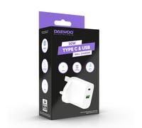 Daewoo 30W USB-C & USB-A White Wall Charger Plug Socket Adaptor