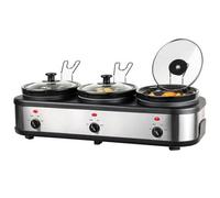 Daewoo 4.5L Triple Slow Cooker With Three 1.5L Ceramic Pots And Glass Lids