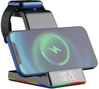 Daewoo Wireless Charger, 5-In-1 Foldable Wireless Charger Stand, Qi Certified, Fast Charge, Supports Apple, Samsung And QI Enabled Phones And Earphone For Home And Travel