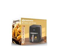 Daewoo 8L Digital Air Fryer with Viewing Window & Divider - Dual Zone Cooking, 6 Presets, LED Display, Shake Reminder - Oil-Free Healthy Cooking, Family Size, Roast, Bake, Dehydrate