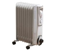 Daewoo 9 Fin Oil Filled Radiator 2000W Portable With Adjustable Thermostat White White Single