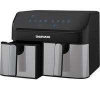 Large 9 Litre Digital Dual Air Fryer Oven Smart Sync Double Basket 2x 4.5L Drawers Daewoo Black Large