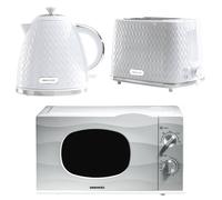 Daewoo Argyle 1.7L Cordless Kettle 2 Slice Toaster And 700W Microwave Set White White