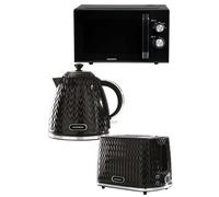Daewoo Argyle Cordless Kettle 2 Slice Toaster 800W Microwave Set Black Sda2580Ge