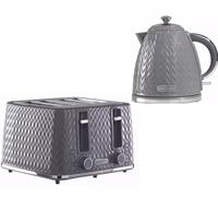 Daewoo 'Argyle' 3000W Retro Matching Kettle & 4-Slice Toaster Set 6 Level Browning Colour in Grey Daewoo Grey