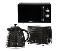 Daewoo Argyle Cordless Kettle 2 Slice Toaster 800W Microwave Set Black Sda2580Ge