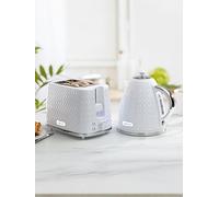 Daewoo Argyle SDA1830 1.7 Litre 3kw Jug Kettle and 2 Slice Toaster All In One Kitchen Matching Set Concealed Heating Element Easy Clean White